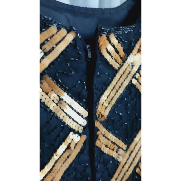 Scala Vintage Black Gold 100% Silk Sequin Blouse Top Size 3x (large) - Picture 10 of 10